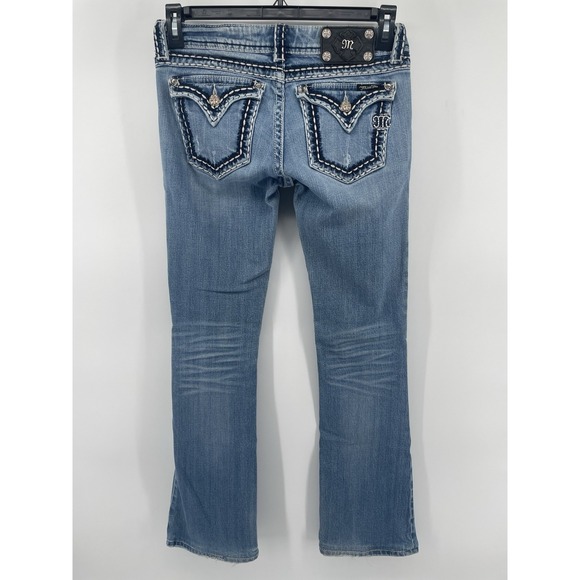 MISS ME JP5014-11 Boot Cut Womens Distressed Jeans 27 Flap Pockets Cowgirl - Picture 5 of 12